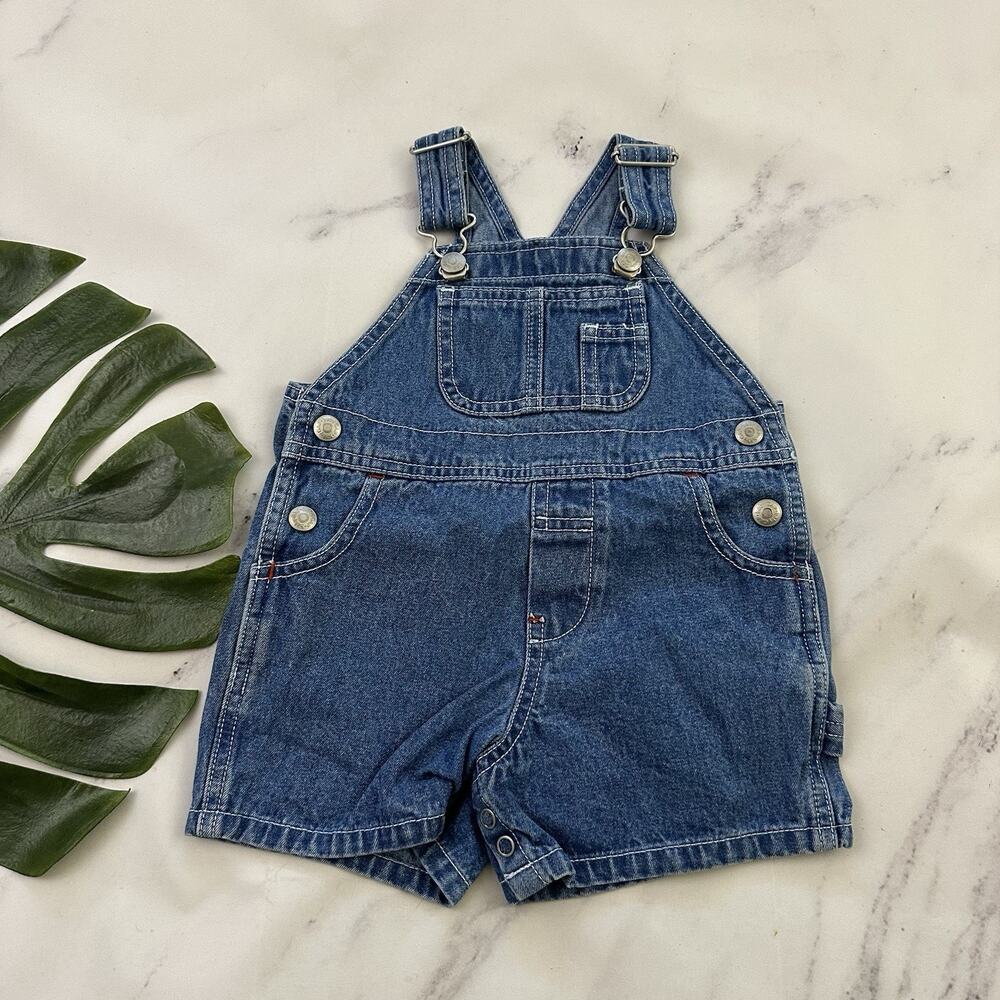Classic Baby Gap Vintage Y2k Denim Overalls Infant Size S 3-6 M Blue Shorts